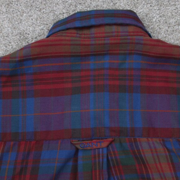 GANT Heritage Twill Shirt Mens Large Red/Blue/Green Cotton/Polyester L/S Button - Picture 10 of 14